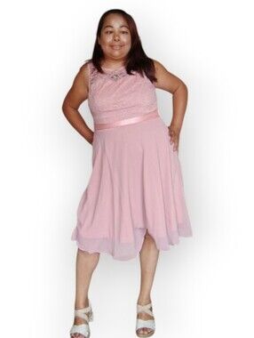 Bery Love Pink Sleeveless Formal Midi Dress Women's Medium